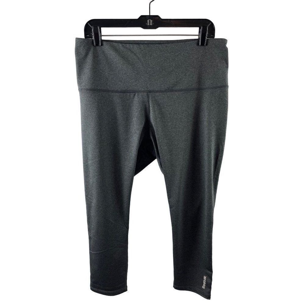 Reebok Women's Heather Gray High Waisted Cropped Leggings XL Stretch Athletic